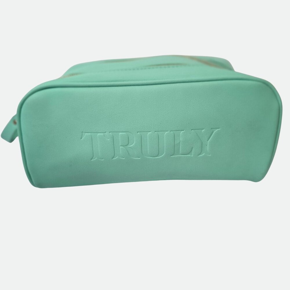 TRULY Los Angeles Mint Green Faux Leather Travel Cosmetic Bag